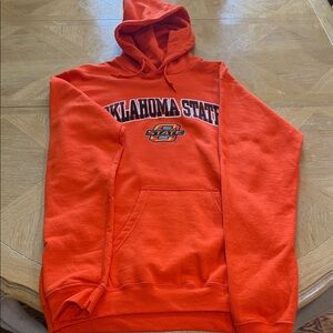 Oklahoma State Orange Hooded Sweatshirt - Team Logo Pullover Size Small